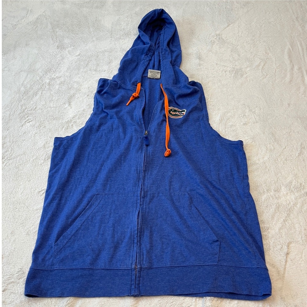 Stadium Athletics Blue Sleeveless Hoodie Florida Gator Fan Zip Up Size‎ L